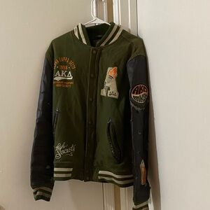 Society Olive and Black Bomber Jacket